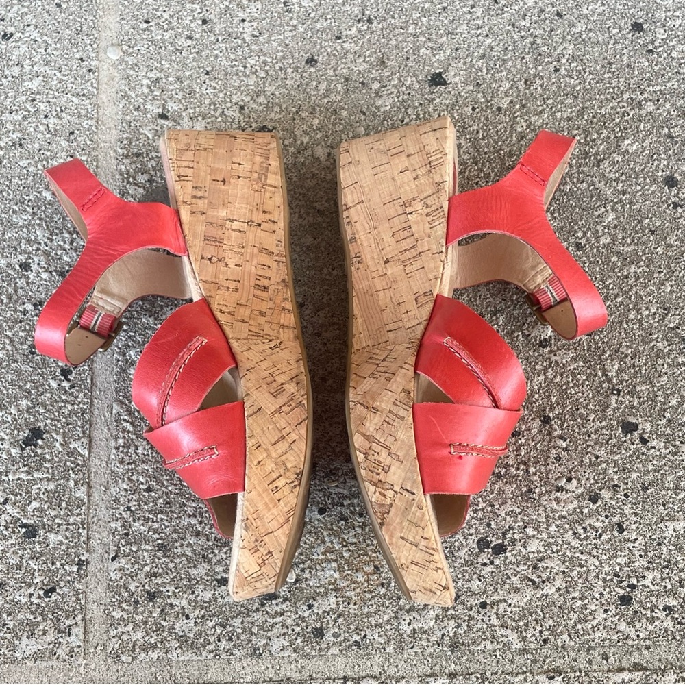 KORK-EASE Brenda Rose Open-Toe Kirk Wedged Sandals Open Toe Sz 8 READ - Picture 8 of 15